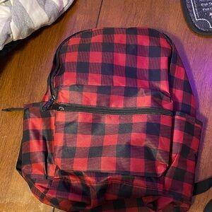 Red and Black Checkered Backpack